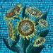 Painting Sunflowers on turquoise 3 by Dmitrieva Daria | Painting Impressionism Nature Acrylic