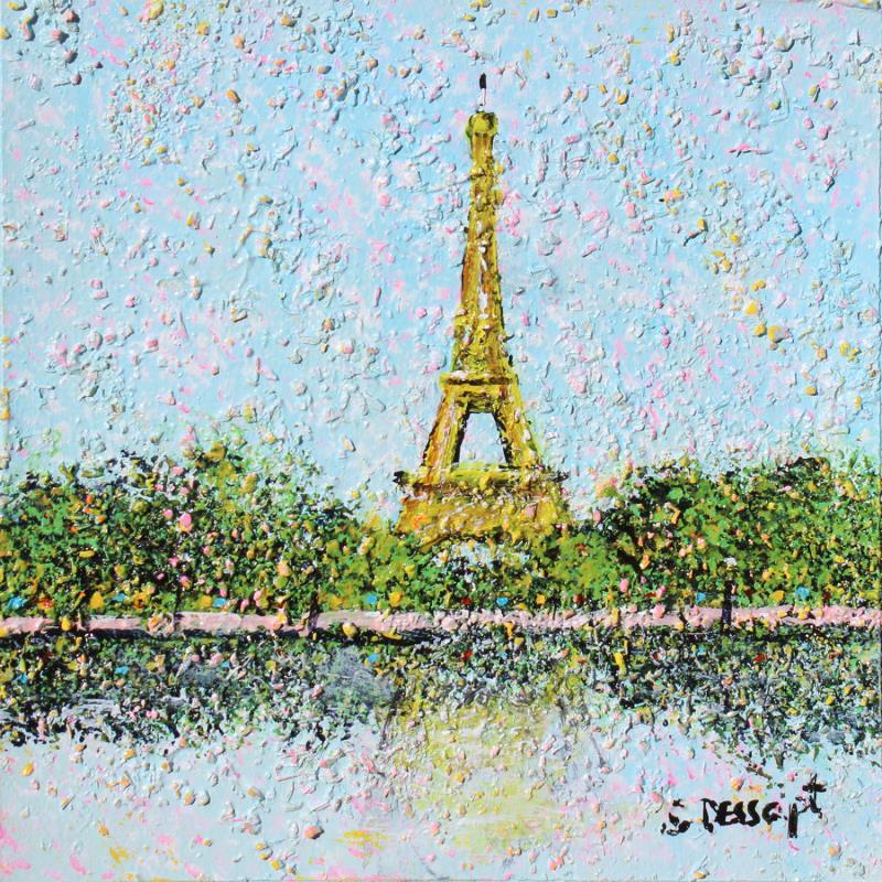Peinture La tour Eiffel par Dessapt Elika | Tableau Impressionnisme Acrylique Sable