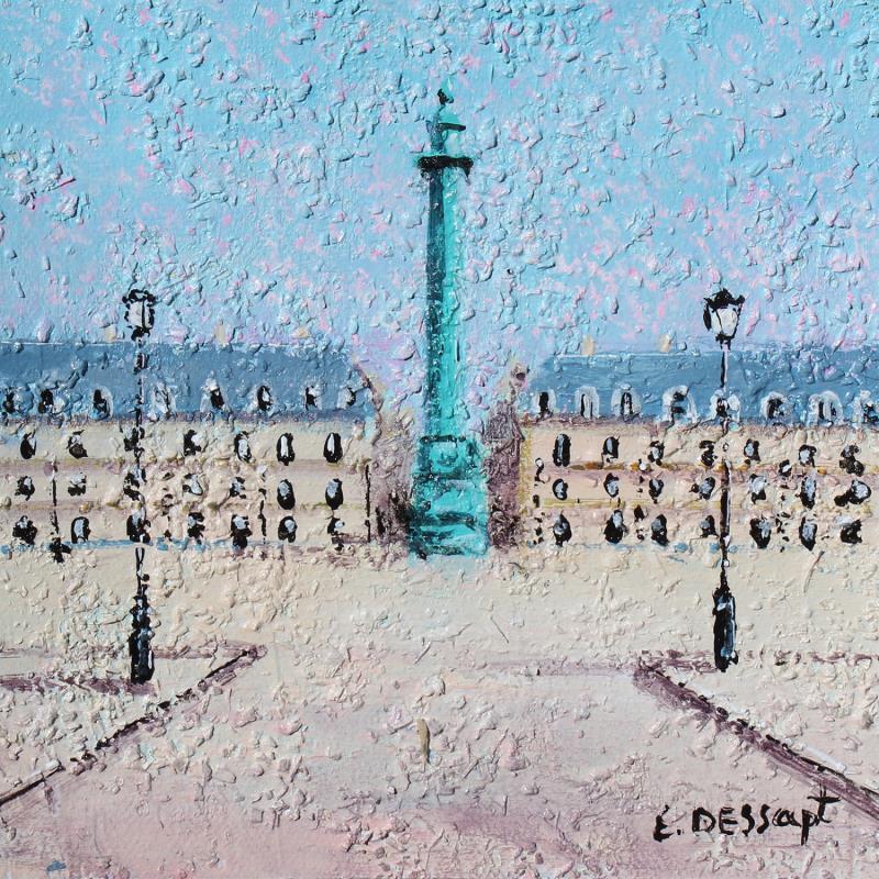 Peinture La place Vendome par Dessapt Elika | Tableau Impressionnisme Acrylique Sable