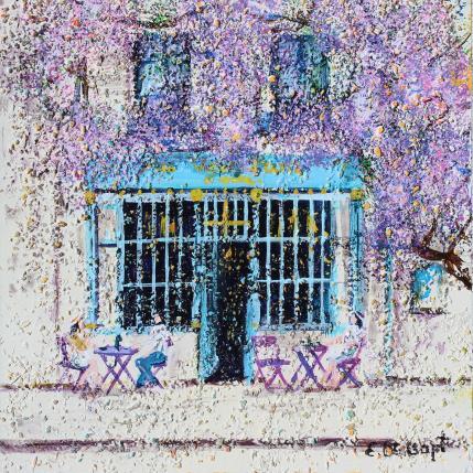 Peinture Un café au vieux Paris par Dessapt Elika | Tableau Impressionnisme Acrylique, Sable