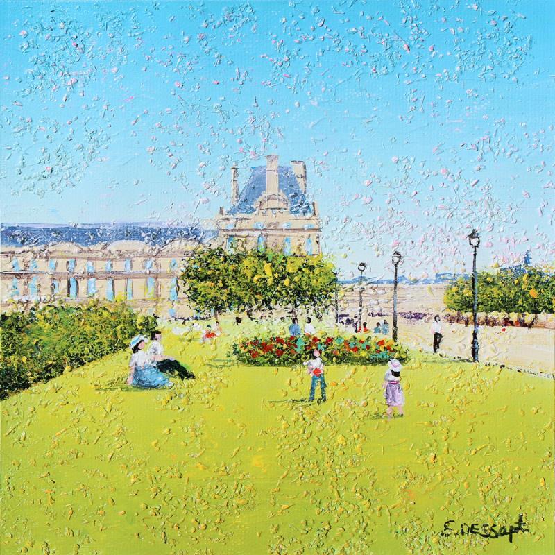Peinture Le Louvre par Dessapt Elika | Tableau Impressionnisme Acrylique Sable
