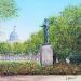 Peinture La statue du  jardin du Luxembourg par Dessapt Elika | Tableau Impressionnisme Acrylique Sable