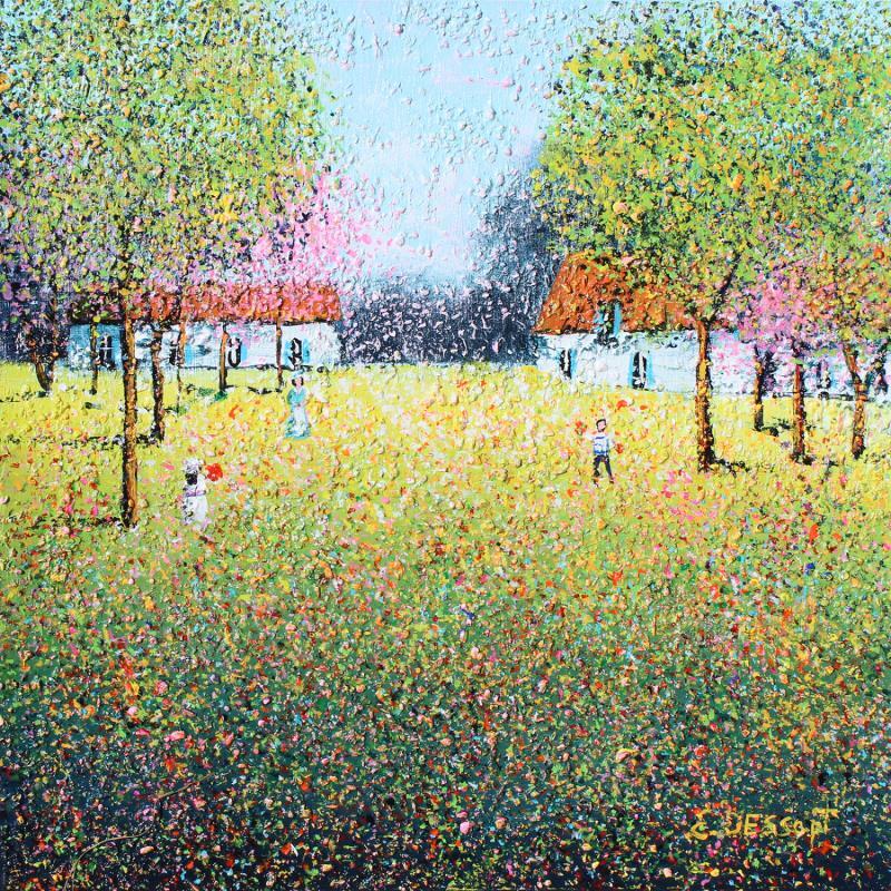 Gemälde Le jardin de notre enfance von Dessapt Elika | Gemälde Impressionismus Acryl Sand