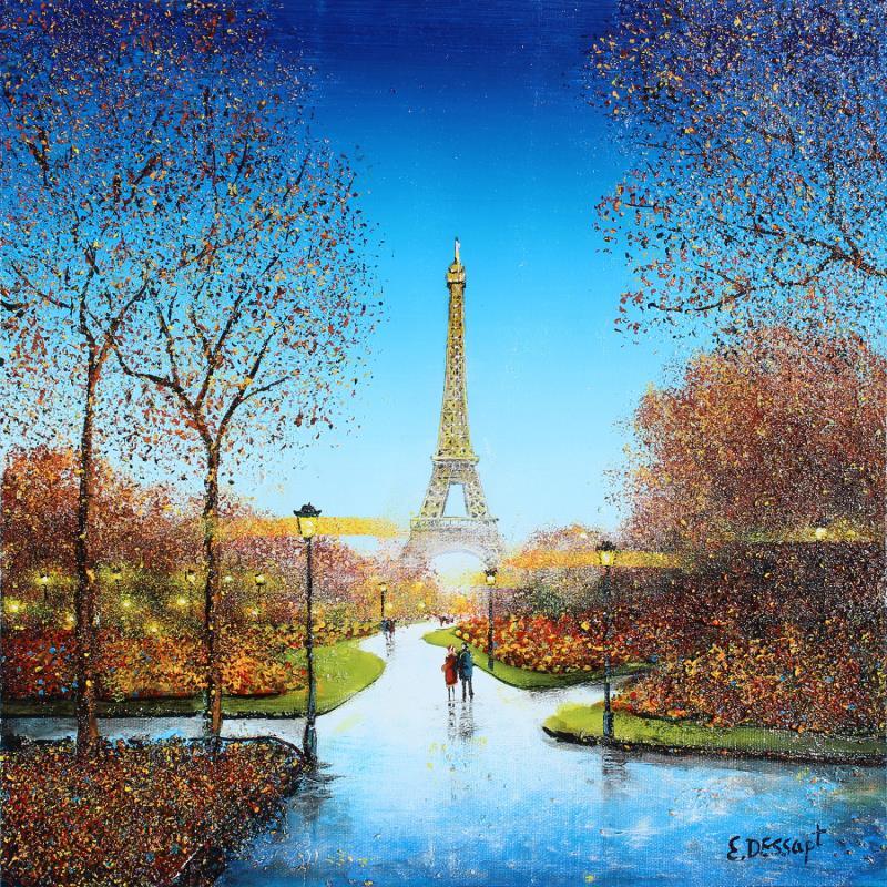 Painting La ville des lumières by Dessapt Elika | Painting Impressionism Acrylic Sand