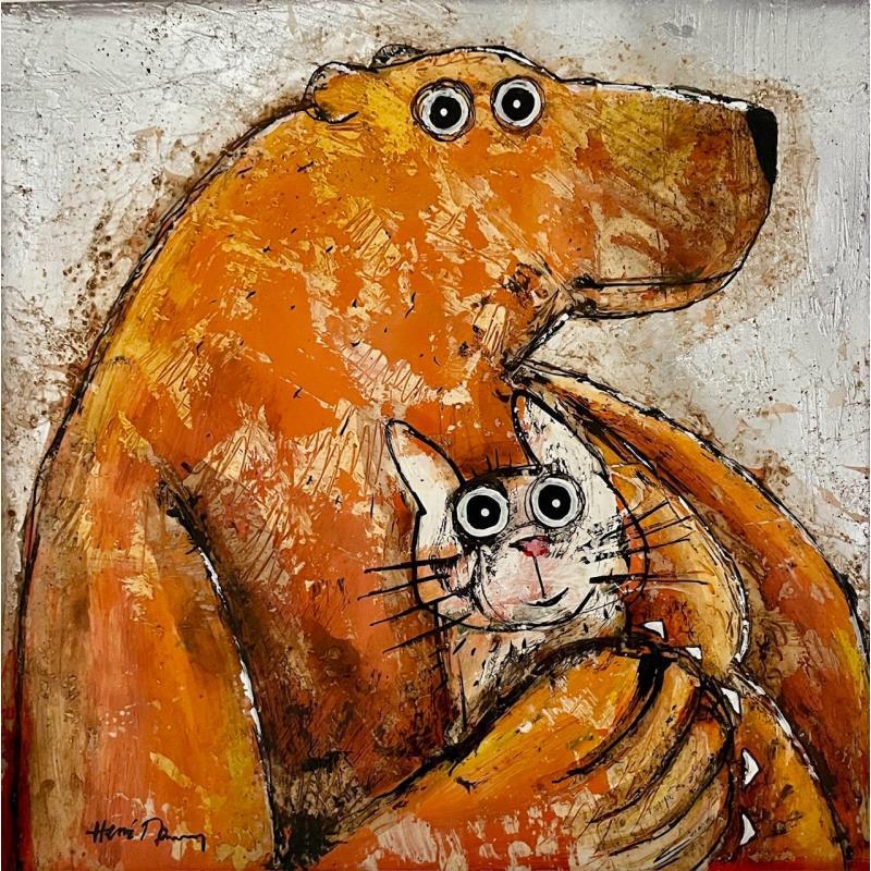 Painting Madone by Maury Hervé | Painting Raw art Acrylic, Ink, Pigments, Sand, Silver leaf Animals