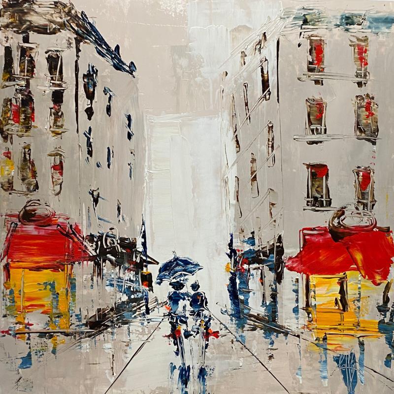 Painting Sous la pluie by Raffin Christian | Painting Figurative Urban Oil