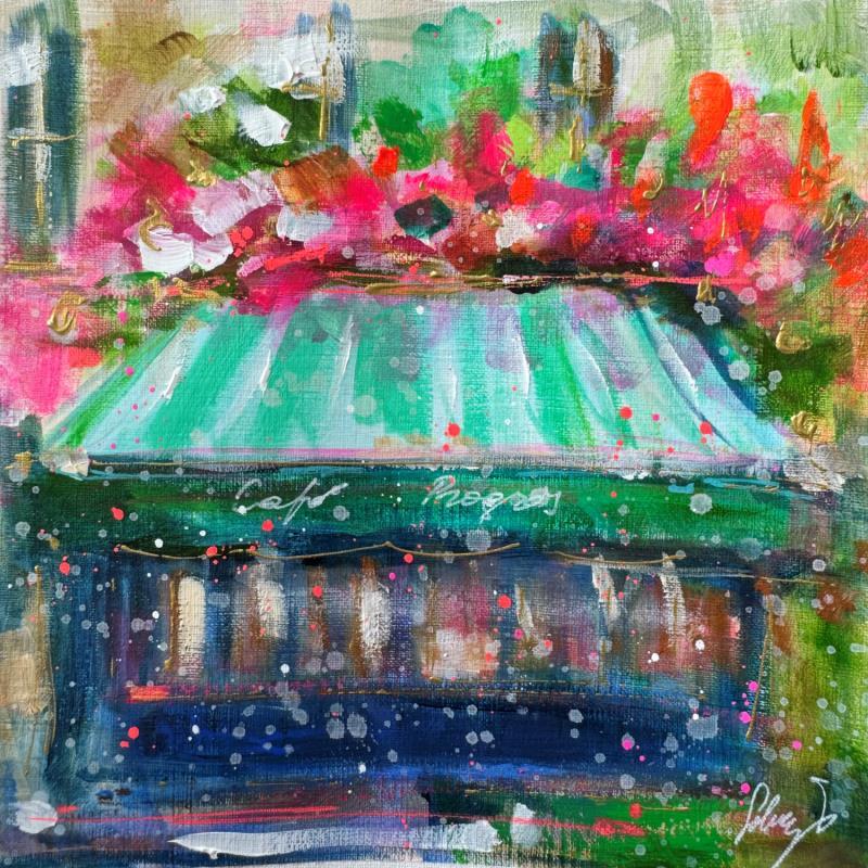 Peinture Café Progrès par Solveiga | Tableau Figuratif Architecture Acrylique