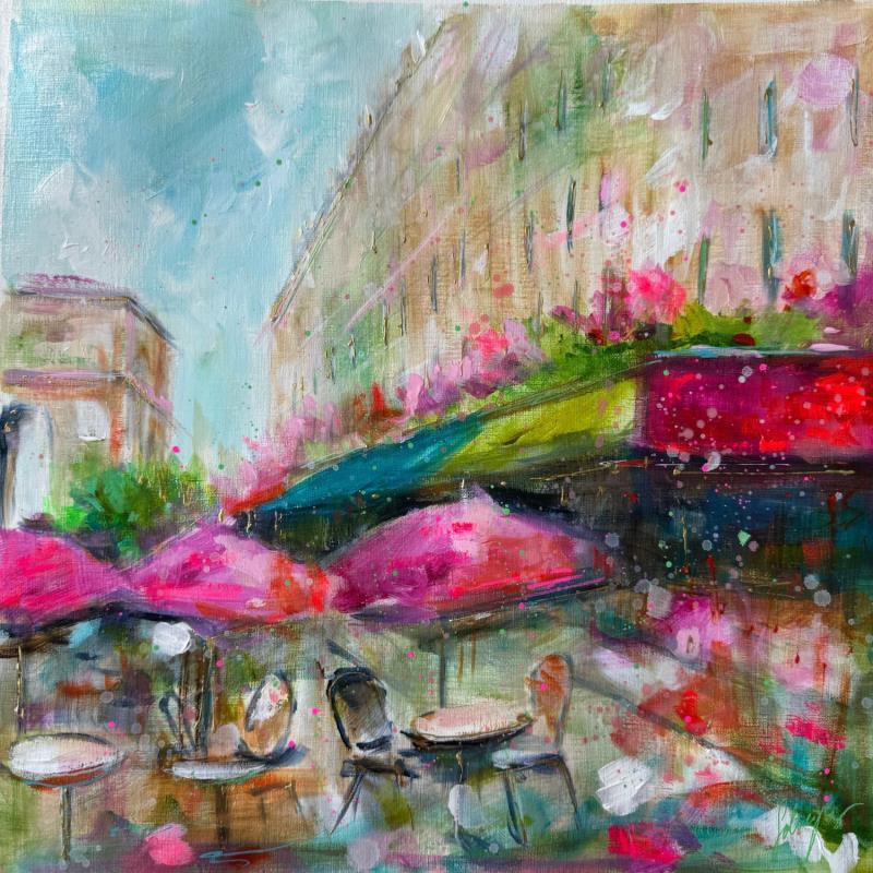 Peinture Les Champs Elysées par Solveiga | Tableau Figuratif Architecture Acrylique