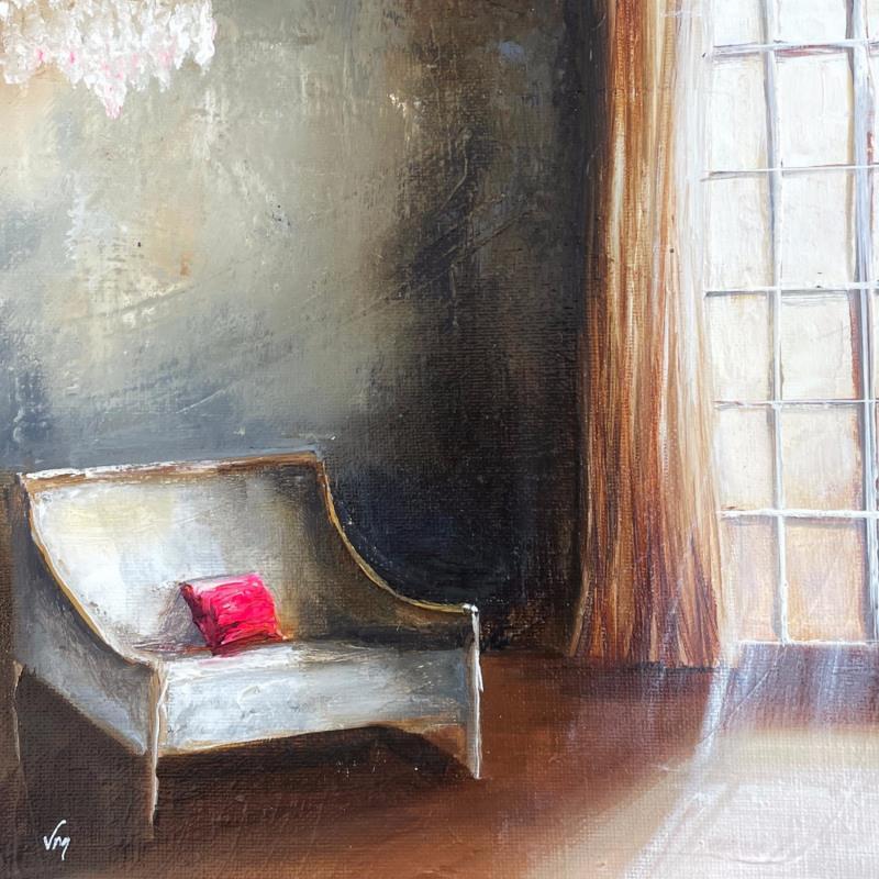 Painting le coussin rouge  by Mezan de Malartic Virginie | Painting Figurative Oil