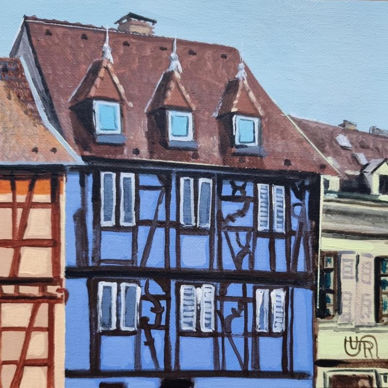 Peinture  Blue house par Rasa | Tableau Figuratif Acrylique Urbain