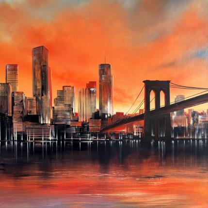 Painting when the sun is going down by Guillet Jerome | Painting Figurative Oil Urban