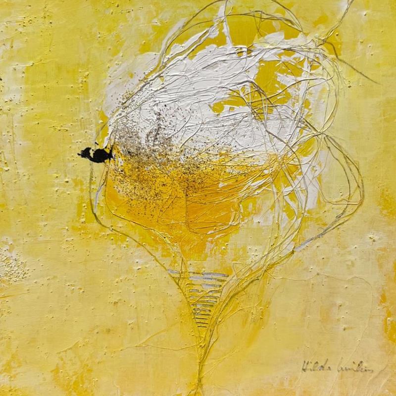 Peinture abstract yellow A 104 par Wilms Hilde | Tableau Abstrait Acrylique Collage