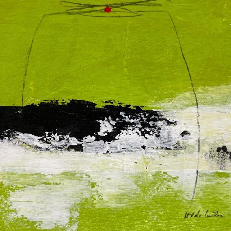 Painting abstract green A 105 by Wilms Hilde | Painting Abstract Acrylic, Gluing