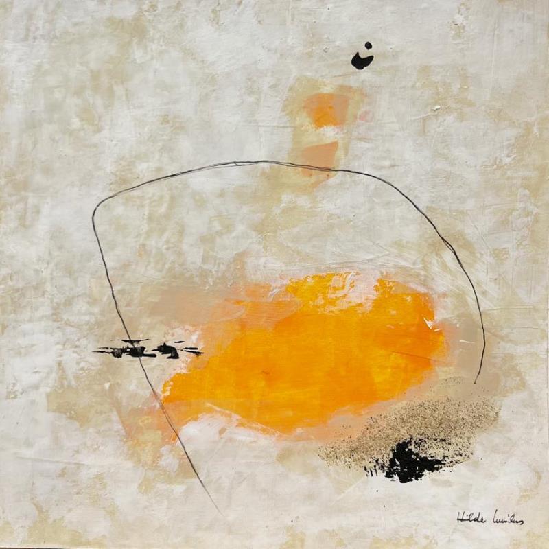 Painting abstract orange B 102 by Wilms Hilde | Painting Abstract Acrylic Gluing