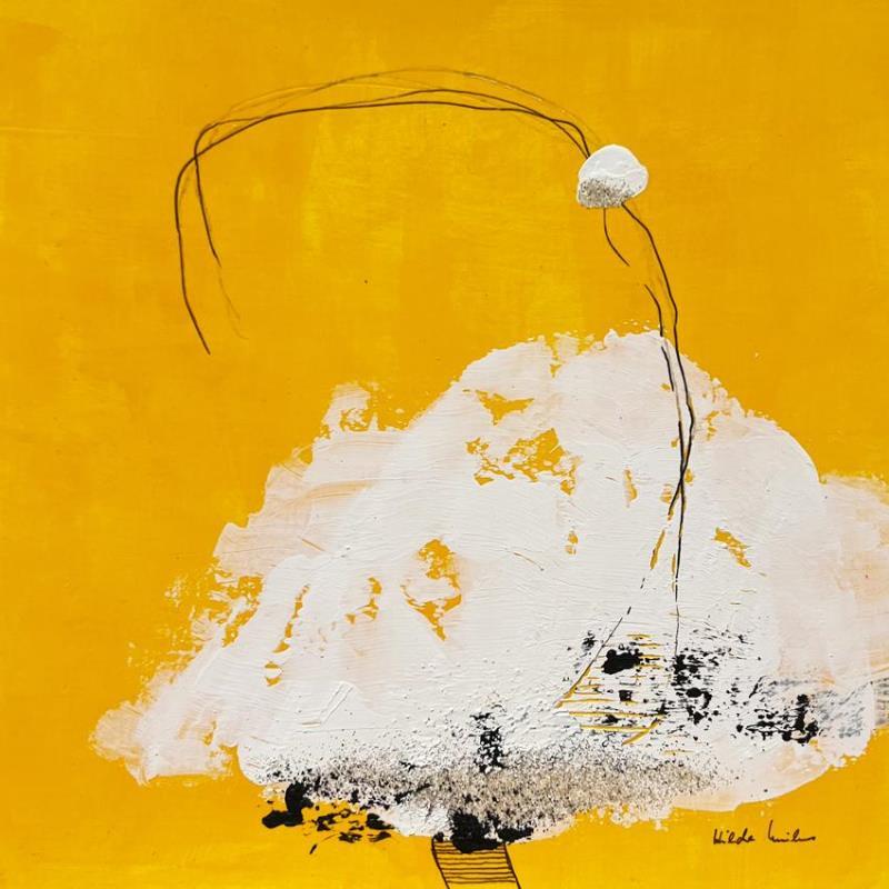 Peinture abstract yellow B 103 par Wilms Hilde | Tableau Abstrait Acrylique, Collage