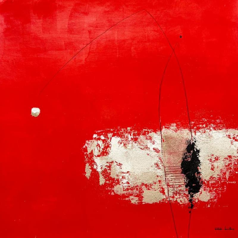 Peinture abstract red D 82 par Wilms Hilde | Tableau Abstrait Acrylique Collage