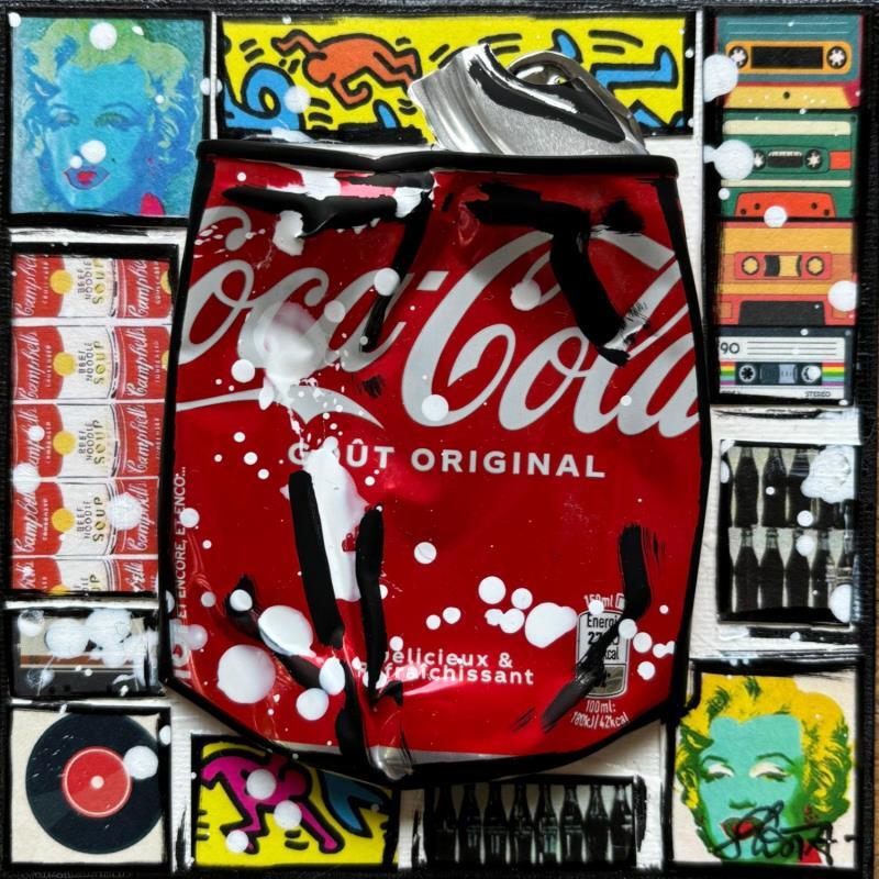Gemälde POP COKE 2 von Costa Sophie | Gemälde Pop-Art Pop-Ikonen Acryl Collage Upcycling