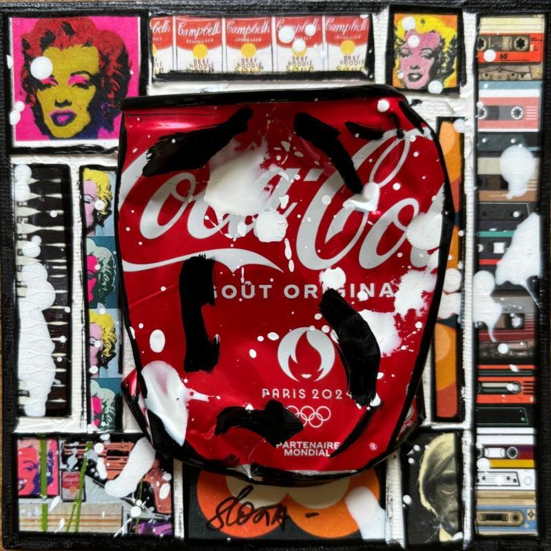 Peinture POP COKE par Costa Sophie | Tableau Pop-art Icones Pop Acrylique Collage Upcycling