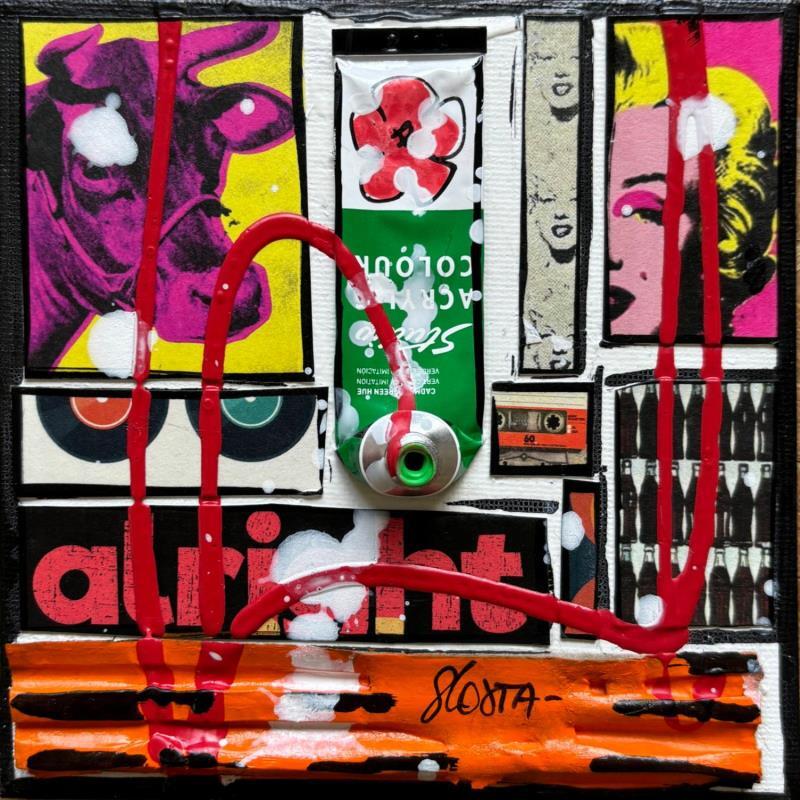 Painting Tribute to Andy Warhol by Costa Sophie | Painting Pop-art Acrylic, Gluing, Upcycling Pop icons