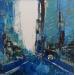 Peinture Blue city par Dessein Pierre | Tableau Figuratif Urbain Architecture Huile