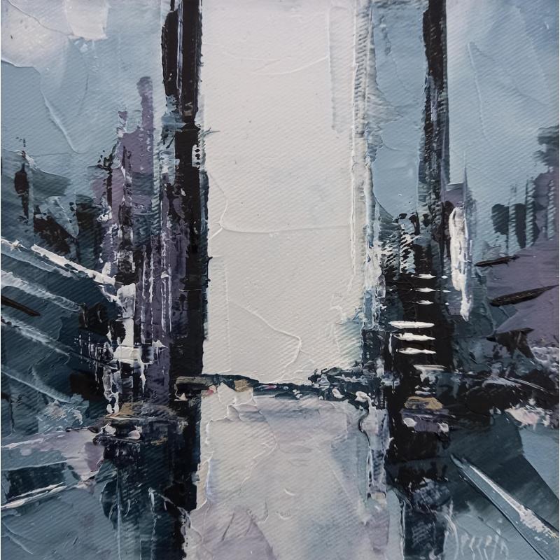 Painting Black city by Dessein Pierre | Painting Figurative Urban Architecture Oil