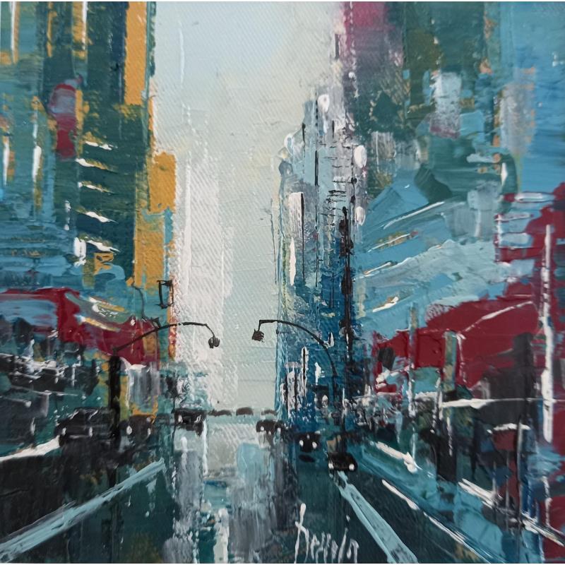 Painting Broadway by Dessein Pierre | Painting Figurative Urban Architecture Oil