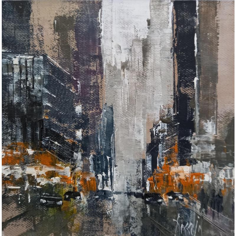 Peinture Light Manhattan par Dessein Pierre | Tableau Figuratif Urbain Architecture Huile