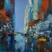 Painting NY in blue by Dessein Pierre | Painting Figurative Urban Architecture Oil