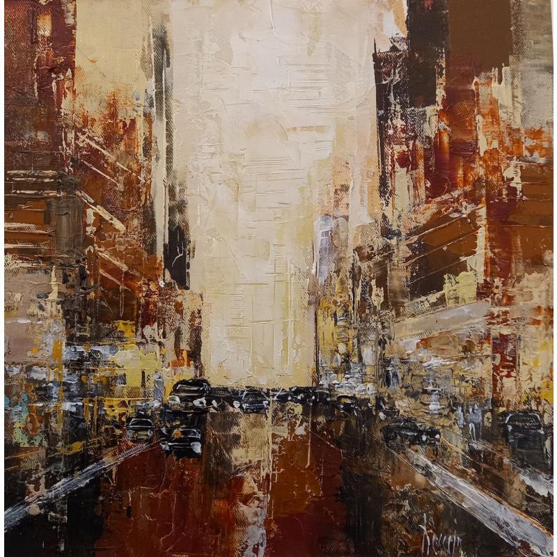 Painting Washington Street by Dessein Pierre | Painting Figurative Urban Architecture Oil