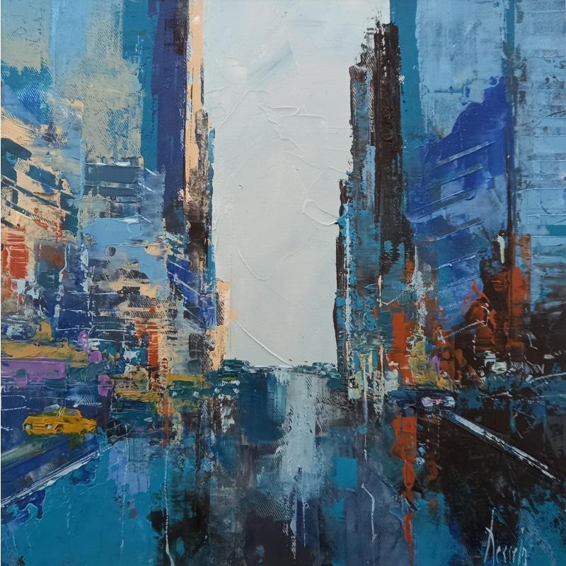 Painting Lower Manhattan by Dessein Pierre | Painting Figurative Urban Architecture Oil