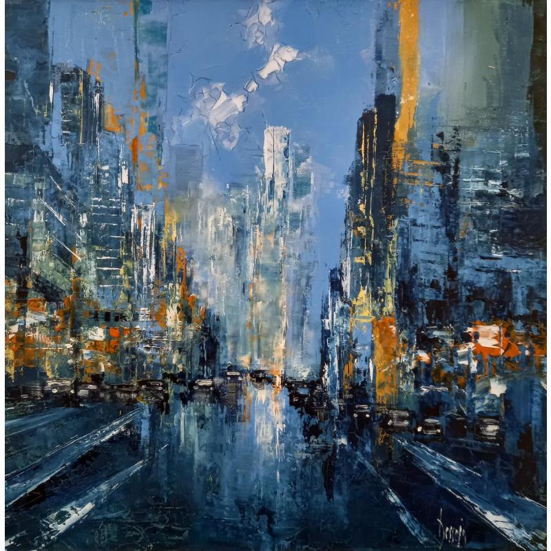 Painting Morning in NY by Dessein Pierre | Painting Figurative Urban Architecture Oil