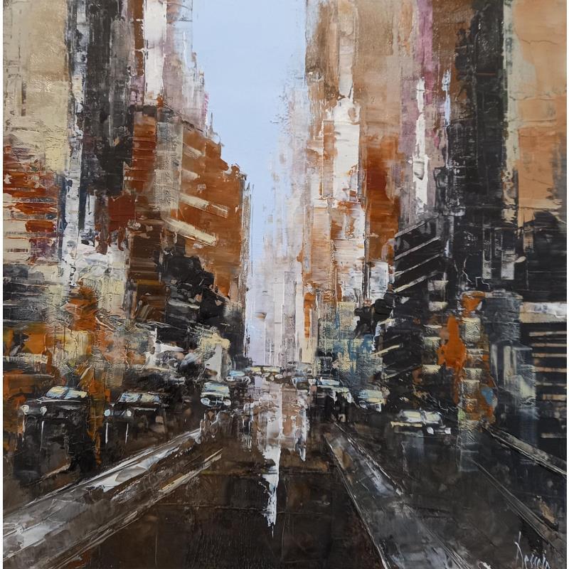 Painting Brown city by Dessein Pierre | Painting Figurative Urban Architecture Oil