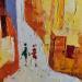 Peinture Les amis par Tomàs | Tableau Abstrait Urbain Huile