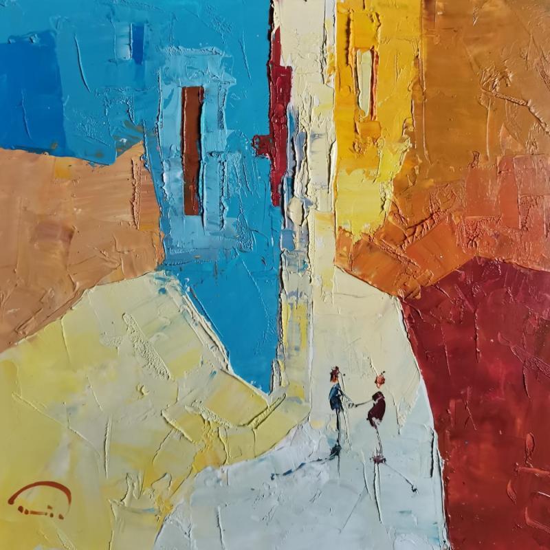 Painting Bonjour by Tomàs | Painting Abstract Urban Oil