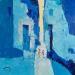 Peinture Tout Bleu par Tomàs | Tableau Abstrait Urbain Huile