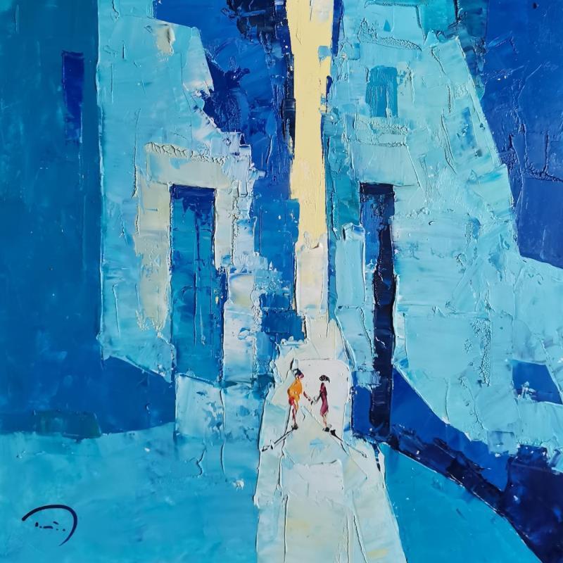 Painting Tout Bleu by Tomàs | Painting Abstract Urban Oil