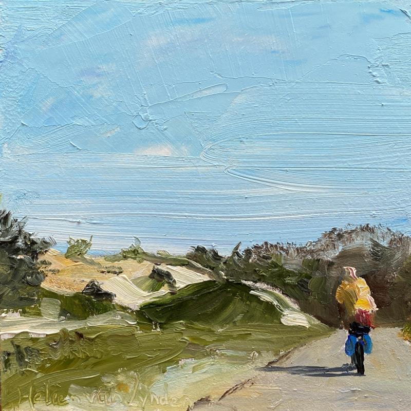 Painting Fietsen in de duinen 24ws433 by Lynden (van) Heleen | Painting Figurative Oil Landscapes, Marine