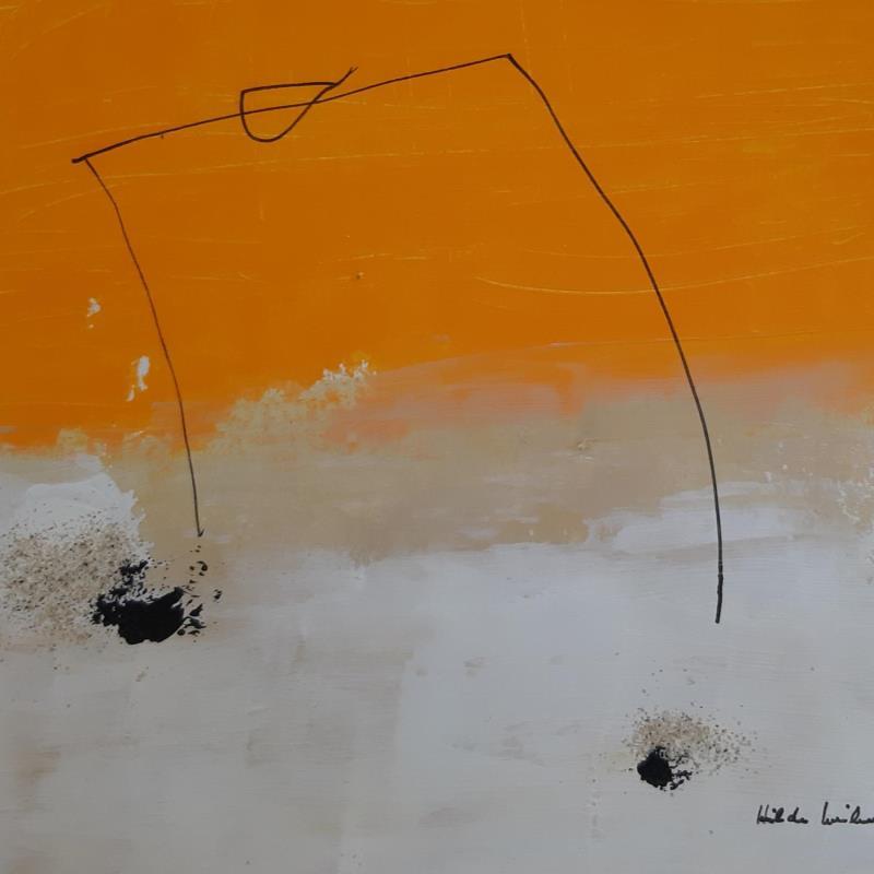 Painting abstract yellow A115 by Wilms Hilde | Painting Abstract Acrylic Gluing