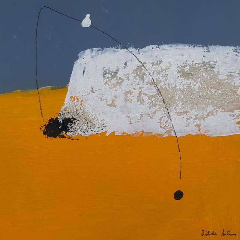 Peinture abstract grey B 105 par Wilms Hilde | Tableau Abstrait Acrylique Collage