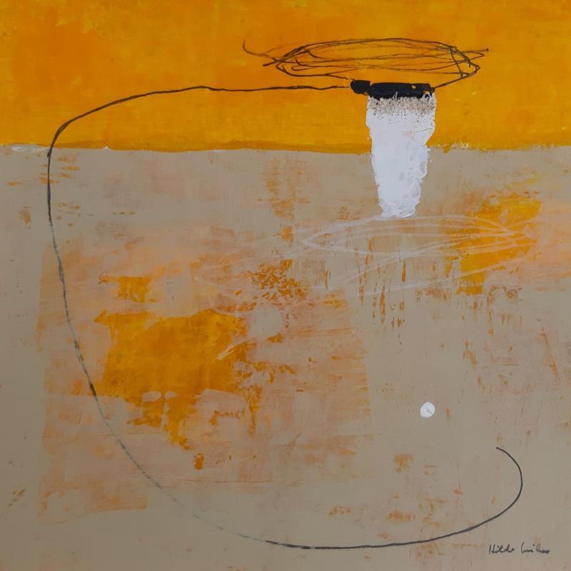 Peinture abstract jaune B 110 par Wilms Hilde | Tableau Abstrait Acrylique, Collage