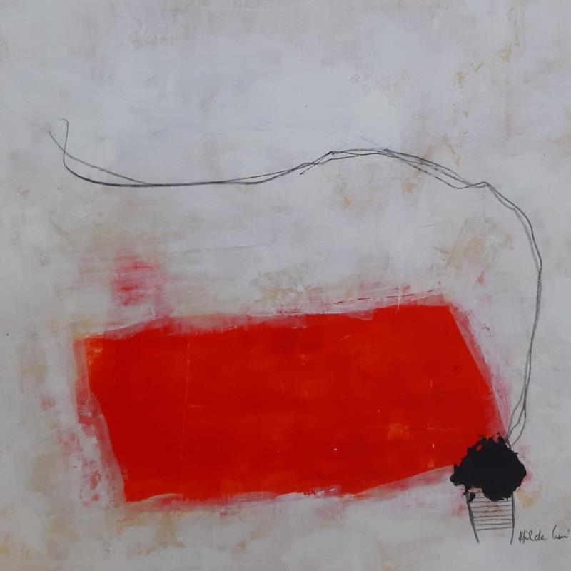 Painting abstract red B 111 by Wilms Hilde | Painting Abstract Acrylic Gluing