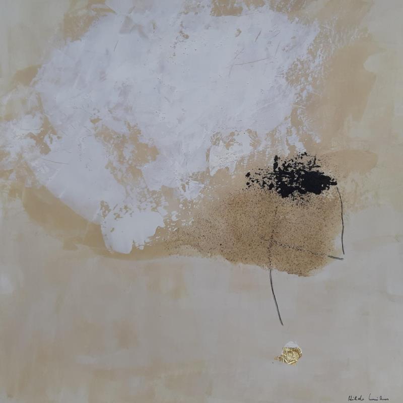 Peinture abstract beige C 116 par Wilms Hilde | Tableau Abstrait Acrylique, Collage, Feuille d'or