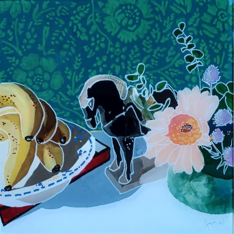 Painting Etonnamment, Gengis aimait peu le parfum des gerberas by Auriol Philippe | Painting Figurative Acrylic, Plexiglass, Posca Pop icons, Still-life