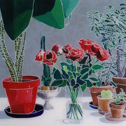 Peinture Le combat des roses et du cactus était inégal par Auriol Philippe | Tableau Figuratif Acrylique, Plexiglas, Posca Natures mortes