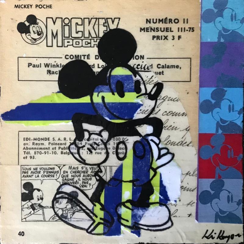 Gemälde Mickey von Kikayou | Gemälde Pop-Art Pop-Ikonen Graffiti Acryl Collage