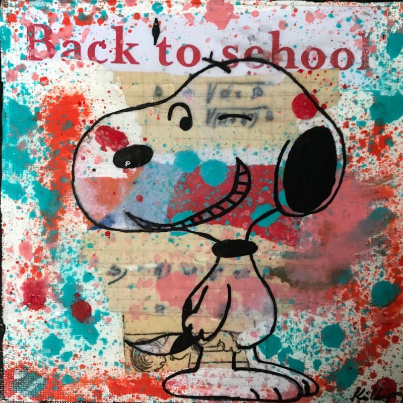 Peinture Snoopy back to school  par Kikayou | Tableau Pop-art Icones Pop Graffiti Acrylique Collage