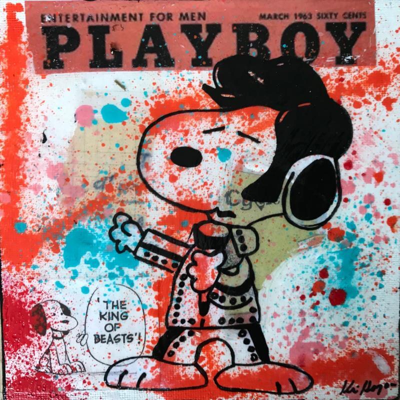 Gemälde Snoopy  elvis von Kikayou | Gemälde Pop-Art Pop-Ikonen Graffiti Acryl Collage