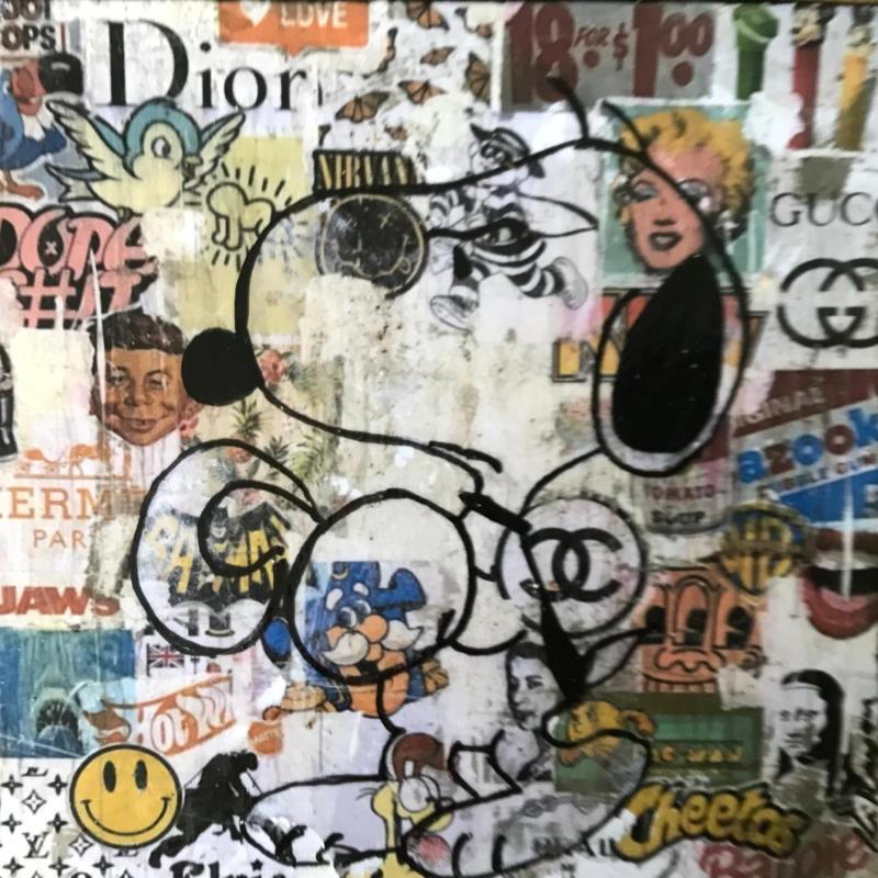 Gemälde Snoopy boxing von Kikayou | Gemälde Pop-Art Pop-Ikonen Graffiti Acryl Collage