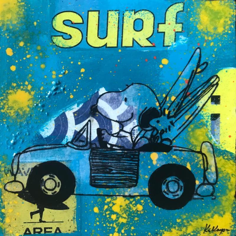Gemälde Go surfing von Kikayou | Gemälde Pop-Art Pop-Ikonen Graffiti Acryl Collage