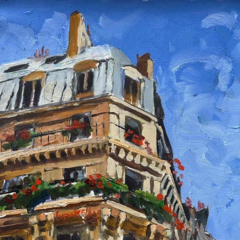 Peinture Coin du Grand Boulevard par Brooksby | Tableau Impressionnisme Nature Architecture Huile